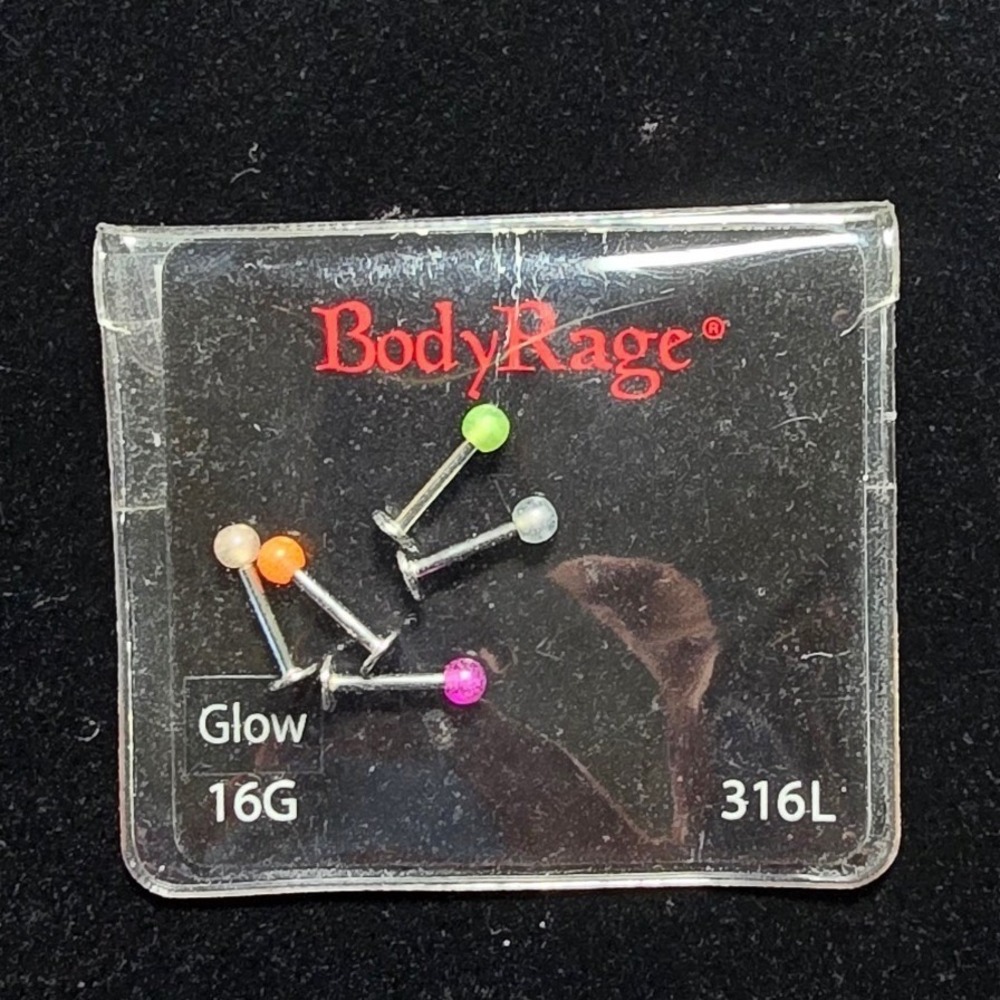 Body Rage Glow 16G 316L Stainless‎ Steel Body Piercing Jewelry 5pc